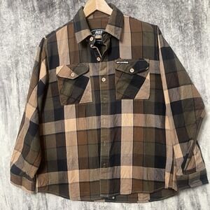 Hot‎ Leathers Brown Plaid XL Long Sleeve Men's Button Shirt